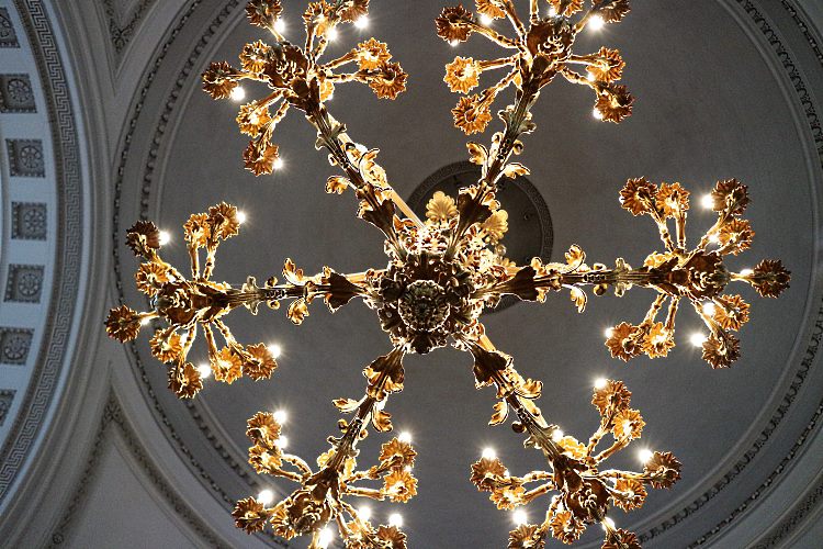 candelabra light fitting in Helsinki Cathedral