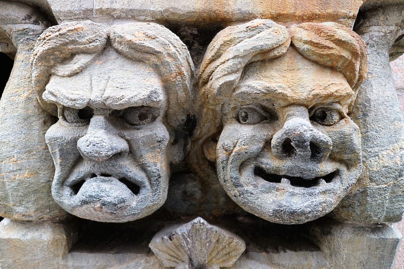 two stone gargoyles