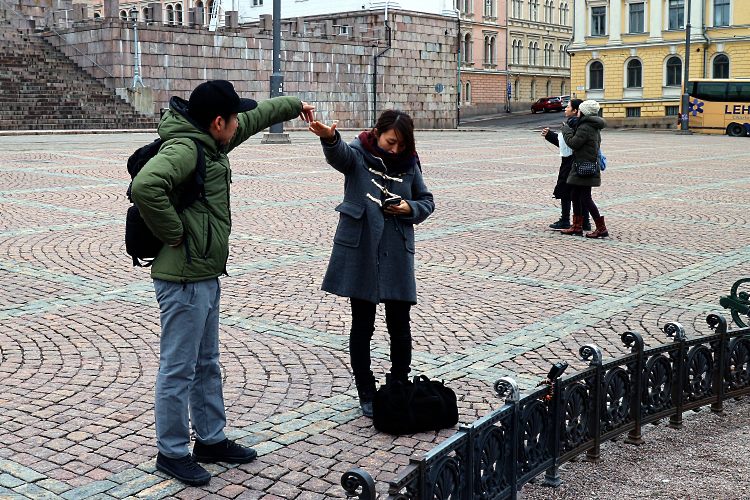 tourists taking a selfie